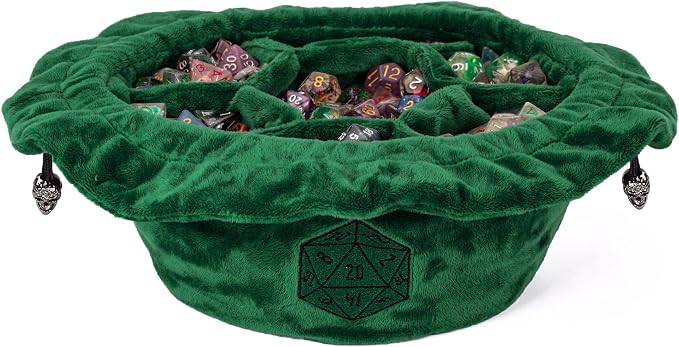 Large Dice Bags D&D with Pockets Green Storage Bag D20 Logo - Image 8