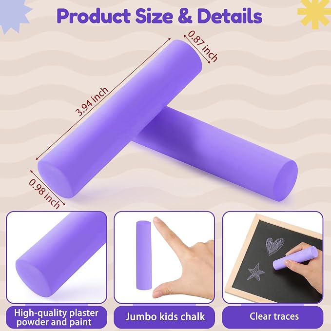 Fulmoon 40 Pcs Jumbo Sidewalk Chalk - Image 2