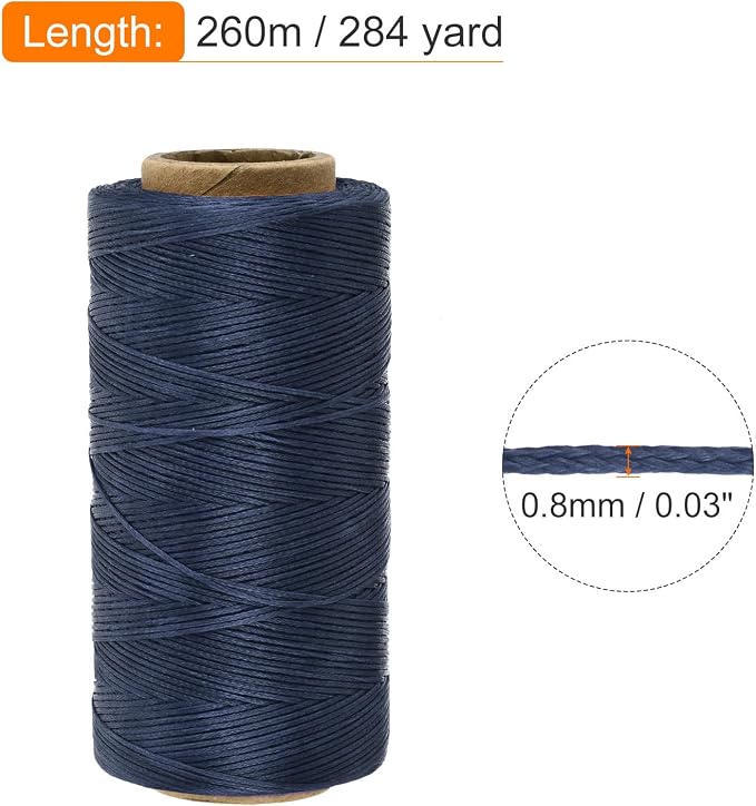 MECCANIXITY Waxed Thread, 284 Yard 0.8mm 150D Flat Wax Thread Polyester Waxed - Image 2