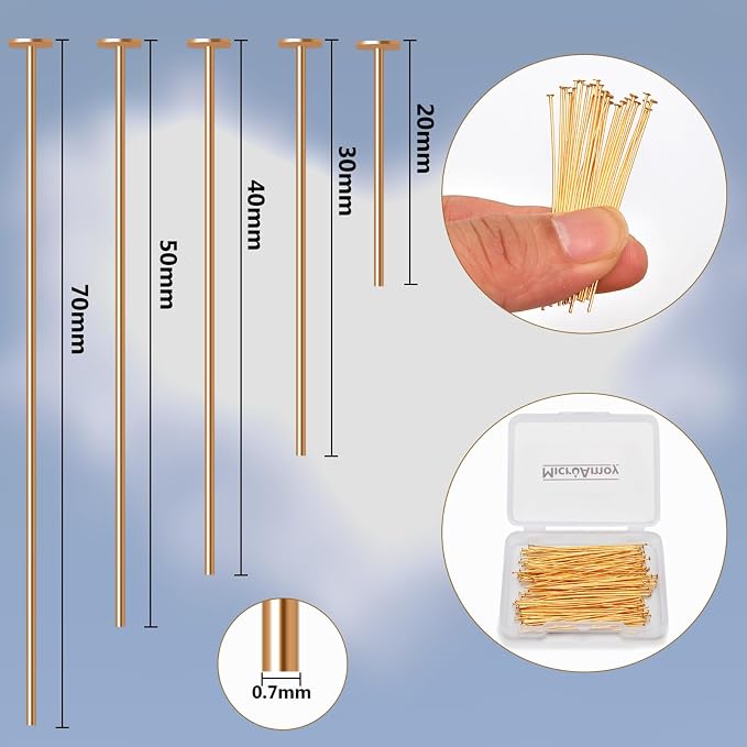 100pcs 18K Gold Filled Flat Head Pins Non Tarnish Craft Earring Bracelet - Image 2