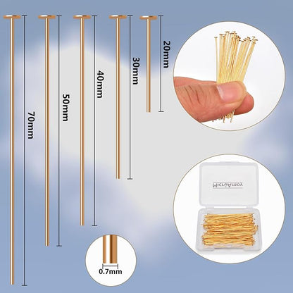 150pcs 18K Gold Filled Flat Head Pins Non Tarnish Craft Earring Bracelet - Image 2