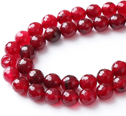 90pcs 4mm Faceted Red Jade Gemstone Beads Natural Stone Round Loose Spacer Beads - Image 4