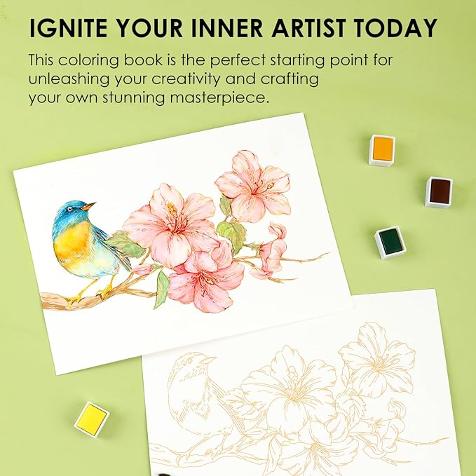 Grabie Watercolor Coloring Book, 15 Sheets Art Pad A5, Cotton Watercolor Book - Image 5
