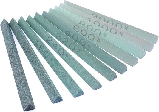 10pcs Triangular Sharpening Stone Sticks Set, 5.92inch Green Silicon Carbide by LWCUSNJ