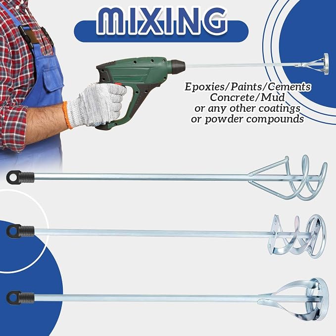 Set of 3 Paint Mixer for Drill Epoxy Resin, Cement Blades, Paint Stirrer - Image 4