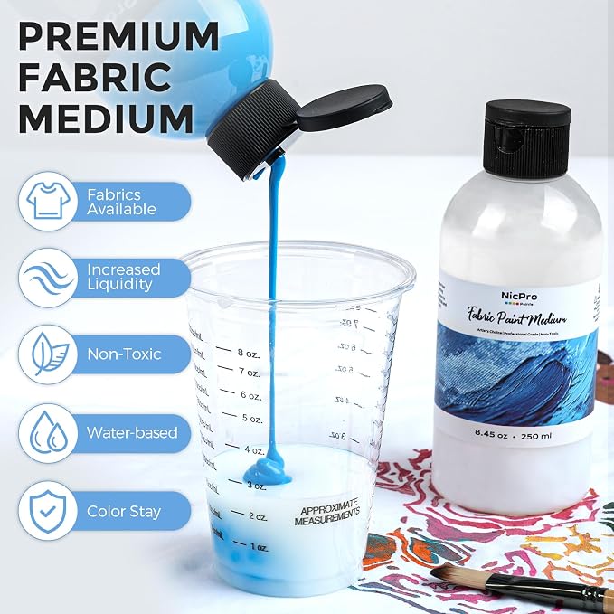 Nicpro Professional Effects Fabric Medium, 8.45oz Bottle Fabric Painting - Image 2