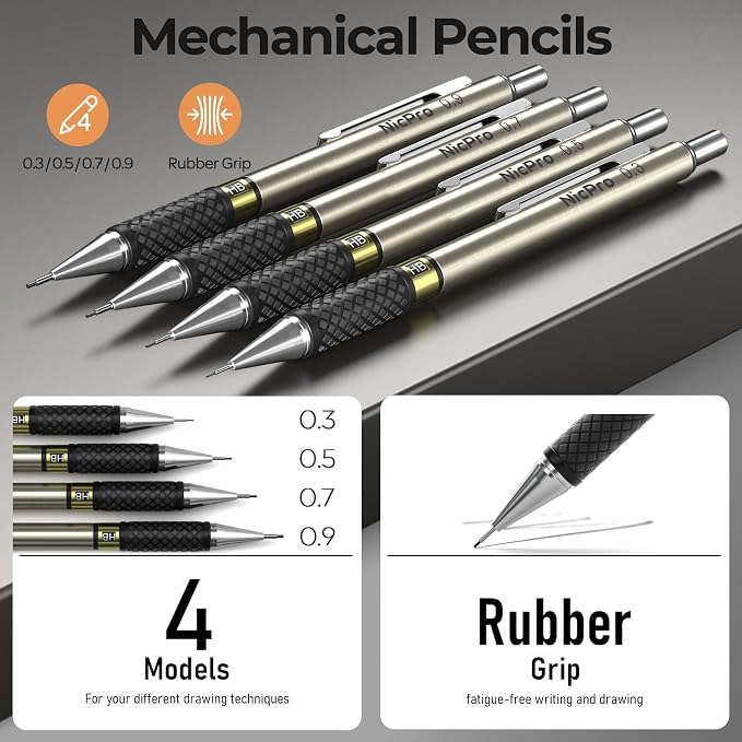 Nicpro 37PCS Gold Art Mechanical Pencil Set - Image 2