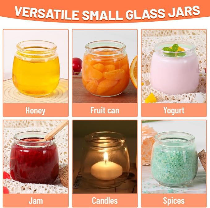 7oz Glass Jars with Cork & PE Lids 20Pack, Small Glass Pudding Jar - Image 4