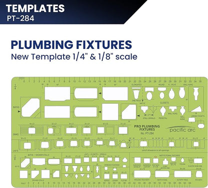 Pacific Arc, Plumbing Fixtures Template, 1/4 & 1/8 Scale. Drawing aid Stencil - Image 2
