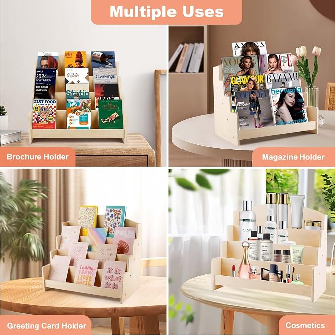 4-Tier Wooden Greeting Card Display Stand, Sticker Organizer Rack, Retail - Image 4