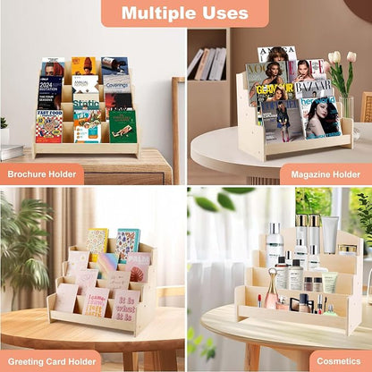 4-Tier Wooden Greeting Card Display Stand, Sticker Organizer Rack, Retail - Image 4