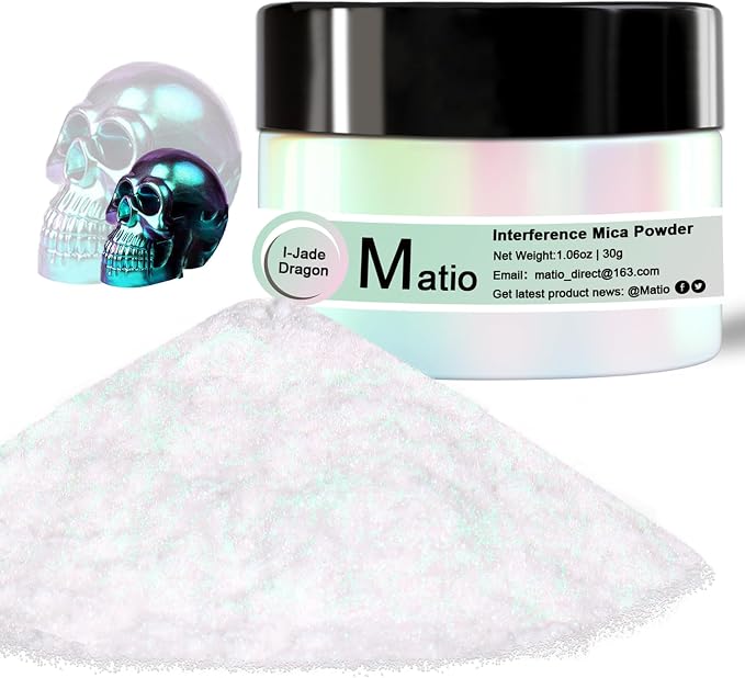 Matio Interference Mica Powder, 1.06oz/ 30g Jade Dragon Chrome Powder, by Matio