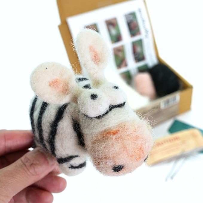 Woolbuddy Needle Felting Kit for Beginners & Adults – Zebra DIY Felt Animal - Image 5