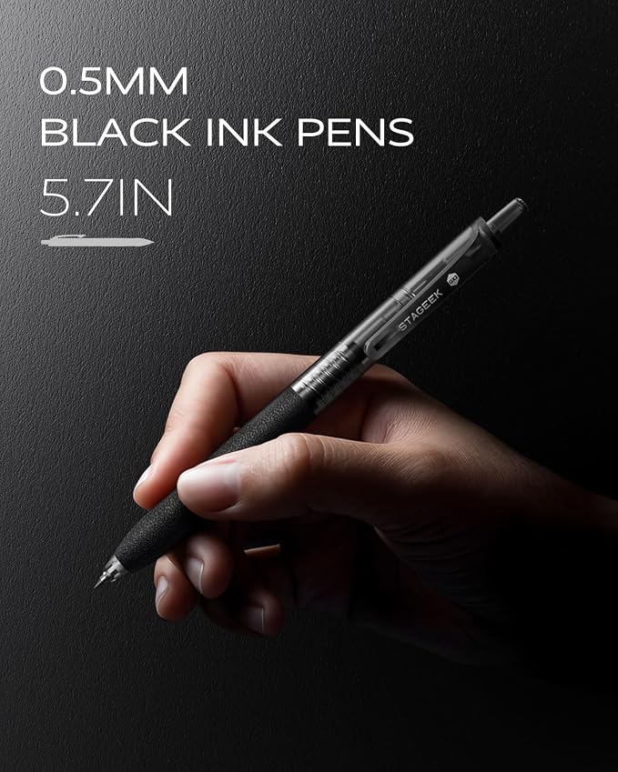 0.5mm Gel Pens Fine Point Smooth Writing Pens, Retractable Leather-Like Black - Image 2