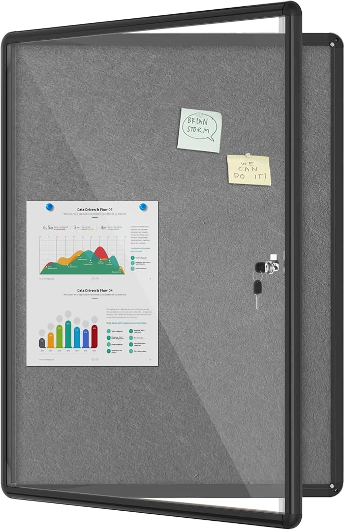 38"x28" Enclosed Bulletin Board, Lockable Weather-Resistant Aluminum Cork by MifuroOfficeProduct