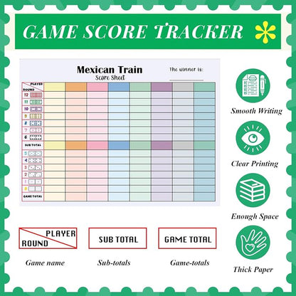 1 Pack 60 Sheets Mexican Train Score Pads Colorful Chicken Foot Dominoes Game - Image 5