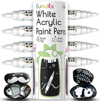 4 Dual Tip White Paint Pen by Funcils