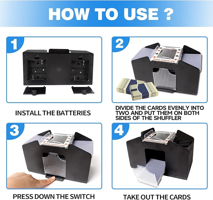 GSE Games & Sports Expert 4-Deck Automatic Card Shuffler, AC/DC-Power & - Image 5