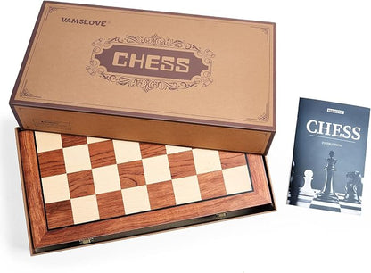 VAMSLOVE Chess Set Large 16''/42cm Folding Wooden Board - Image 9