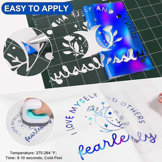 VINYL FROG Holographic HTV Vinyl Roll 12" x5ft Blue Metallic Heat Transfer - Image 2