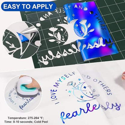 VINYL FROG Holographic HTV Vinyl Roll 12" x5ft Blue Metallic Heat Transfer - Image 2