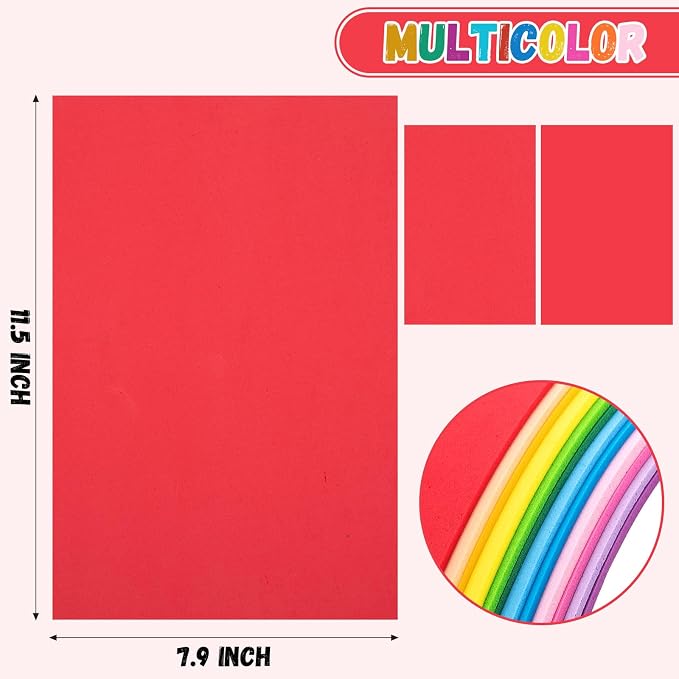 12 Pack Foam Sheets Craft 8 x 12 inch, 12 Colors Eva Foam Paper - Image 2