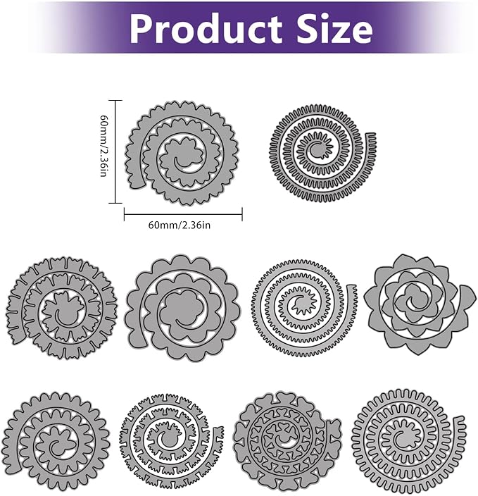 10pcs 3D Layering Rose Metal Cutting Dies, Daisy Flower Garland Wedding Cut - Image 2