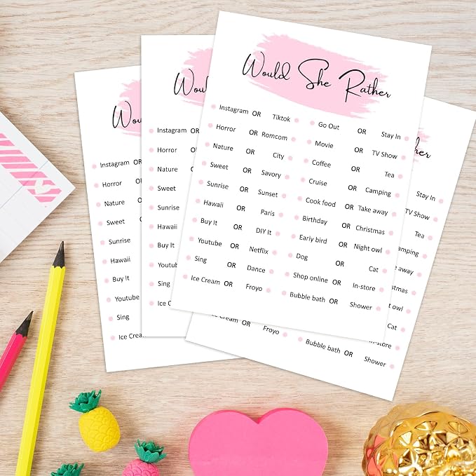 Would She Rather, Birthday Party Games, Girl Birthday Sleepover Party Favor - Image 3
