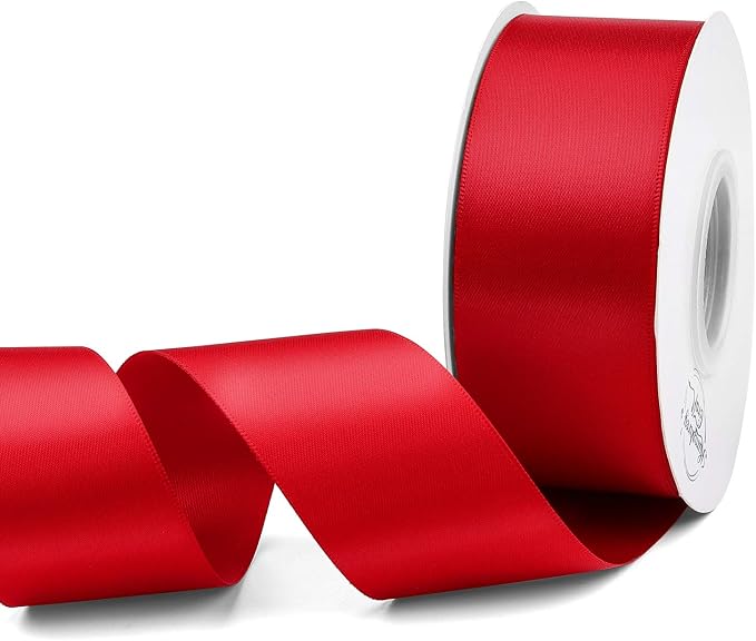 Humphrey's Craft 1-1/2 Inch Red Satin Ribbon Double Faced 25 Yards, Thick Silk by HumphreysCraft