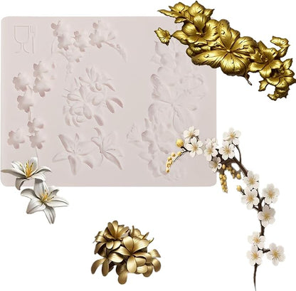 1 Pcs 3D Embossed Flower Fondant Mold, Exquisite Butterfly Lily Chocolate by IKOJING