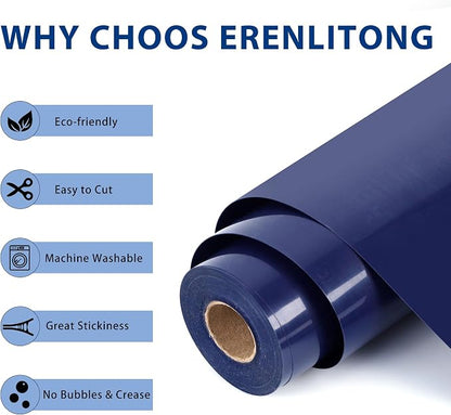 RENLITONG Navy Blue Iron on Vinyl 12Inch by 20ft Roll HTV Heat Transfer Vinyl - Image 2