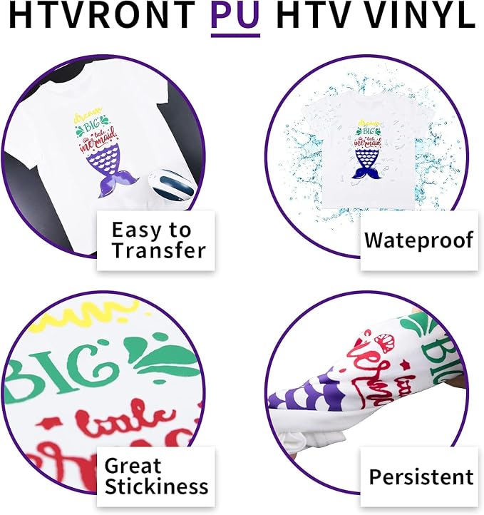 HTVRONT HTV Heat Transfer Vinyl Bundle: 24 Pack 12"x12" Purple Iron on Vinyl - Image 5