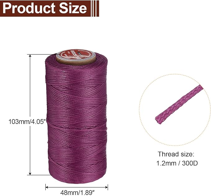 uxcell Flat Leather Sewing Waxed Thread, 140m / 153 Yards Polyester Wax String - Image 2
