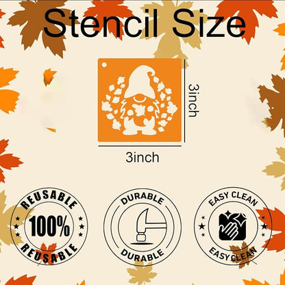 3inch Fall Stencils for Painting on Wood 56pcs Pumpkin Stencil Autumn Leaf - Image 2