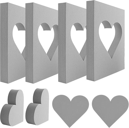 BAOFALI 4 Pcs Heart Cut Stamping Foam Grey Moldable Foam Stamps Plastic Dry by BAOFALI