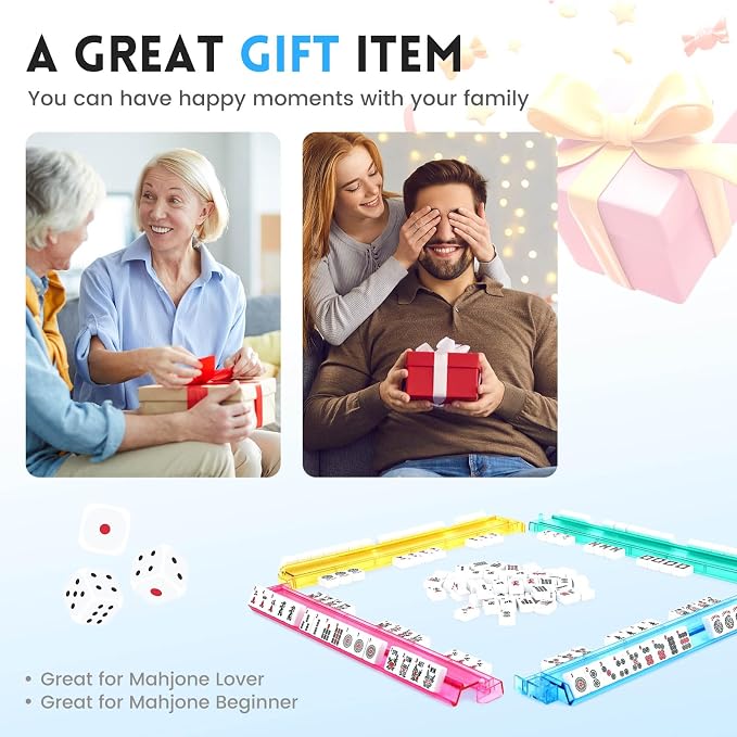Clear Mahjong Racks with Pushers, 4 Colors Acrylic American Majiang Tile Racks - Image 8