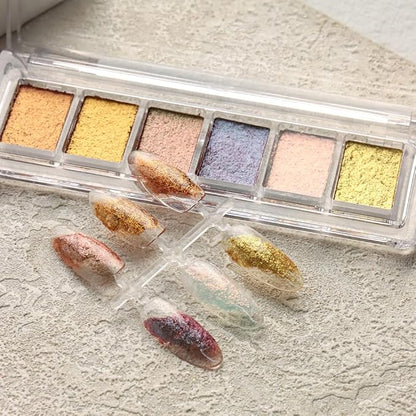 6 Colors Solid Metallic Nail Glitter Powder Set, Holographic Chameleon Sparkly - Image 6