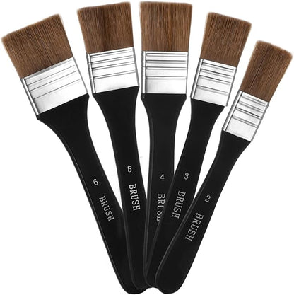 5Pcs Wide Flat Paint Brushes, Oil Art Brushes Set by Unknown