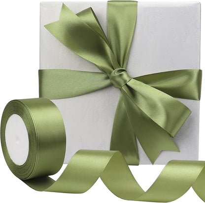 Olive Green Solid Satin Ribbon 1-1/2 Inch 25 Yards Solid Polyester Fabric Ribbon - Image 5