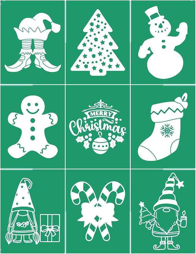 JAJADO Self Adhesive Reusable Christmas Stencils Merry Christmas Ornaments Silk by JAJADO