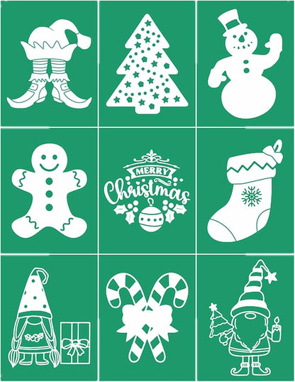 JAJADO Self Adhesive Reusable Christmas Stencils Merry Christmas Ornaments Silk by JAJADO