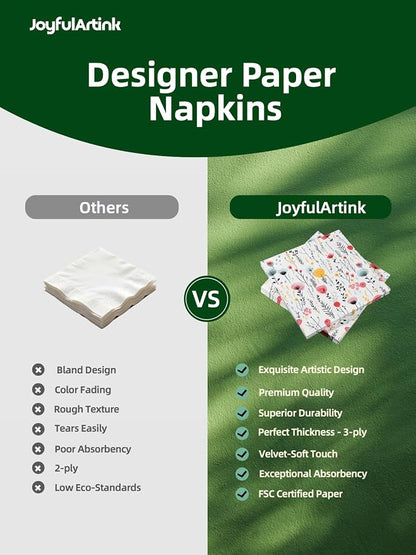 20 pcs Premium Designer Paper Napkins, 3-Ply 6.5x6.5-inches Disposable - Image 9