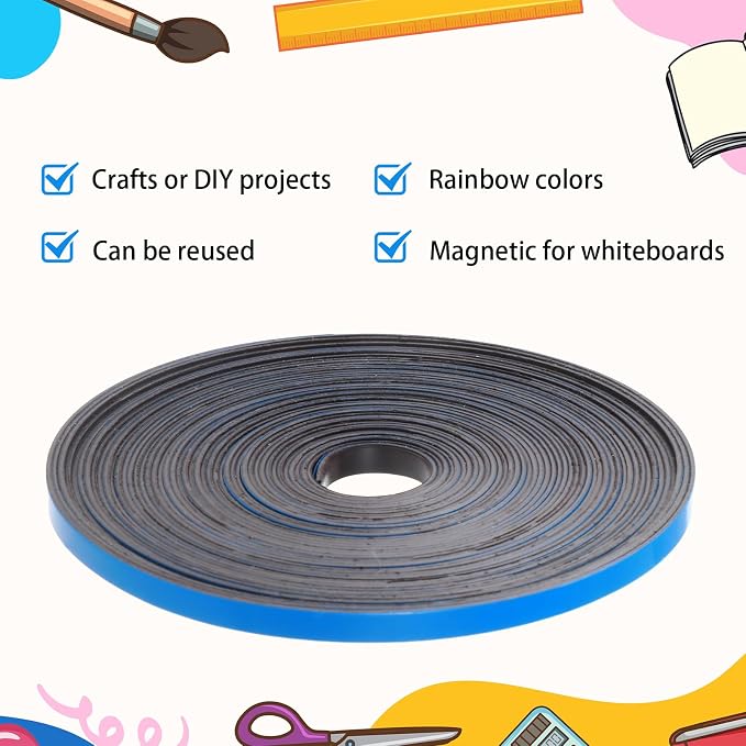 Magnetic Tape Roll Thin Strips, 0.39 Inch x 66 Feet Magnetic Board Dividers - Image 5