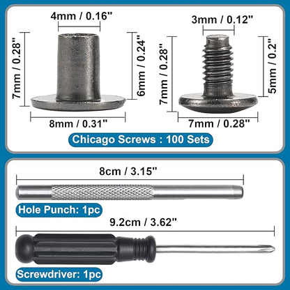 YORANYO 150 Sets 8MM Chicago Screws Leather Rivets - Image 2
