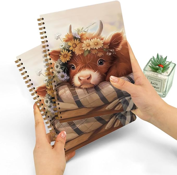 2 PCs Cute Cow Gifts for Women Journaling Notebooks Daisy, Cows Spiral Notebook - Image 3