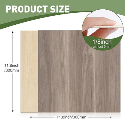 12 Pack 3mm Plywood Sheets Set for Crafts, Contains 4 Pack Walnut and 8 Pack - Image 2