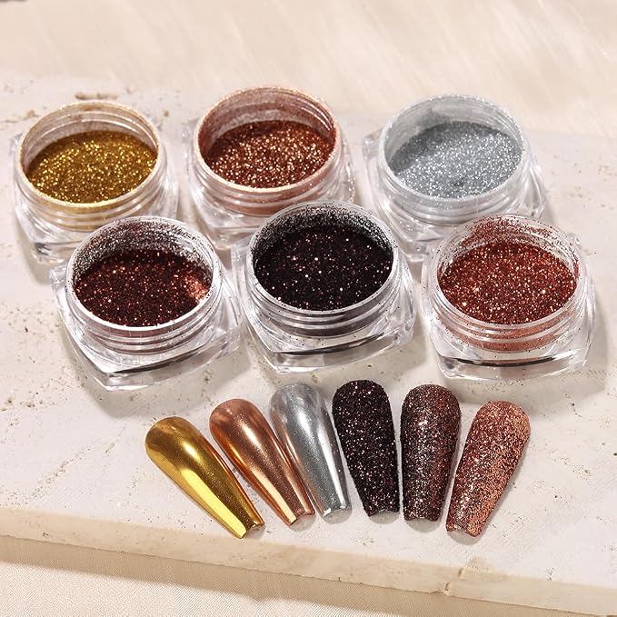 Chrome Nail Powder Metallic Mirror Effect Pigment Dust, Champagne Golden Ultra - Image 2