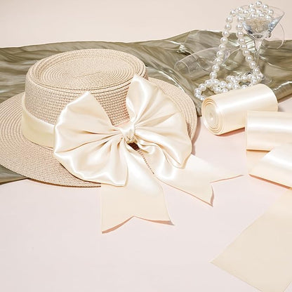 LaRibbons Nude Satin Ribbon 4 Inch 10 Yards Double Faced Luxury Nude Silk Ribbon - Image 3