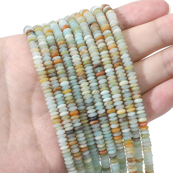 Natural Amazonite Disk Stone Beads 4x2mm 160pcs Rondelle Loose Semi Gemstone - Image 2