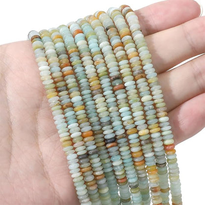 Natural Amazonite Disk Stone Beads 4x2mm 160pcs Rondelle Loose Semi Gemstone - Image 2